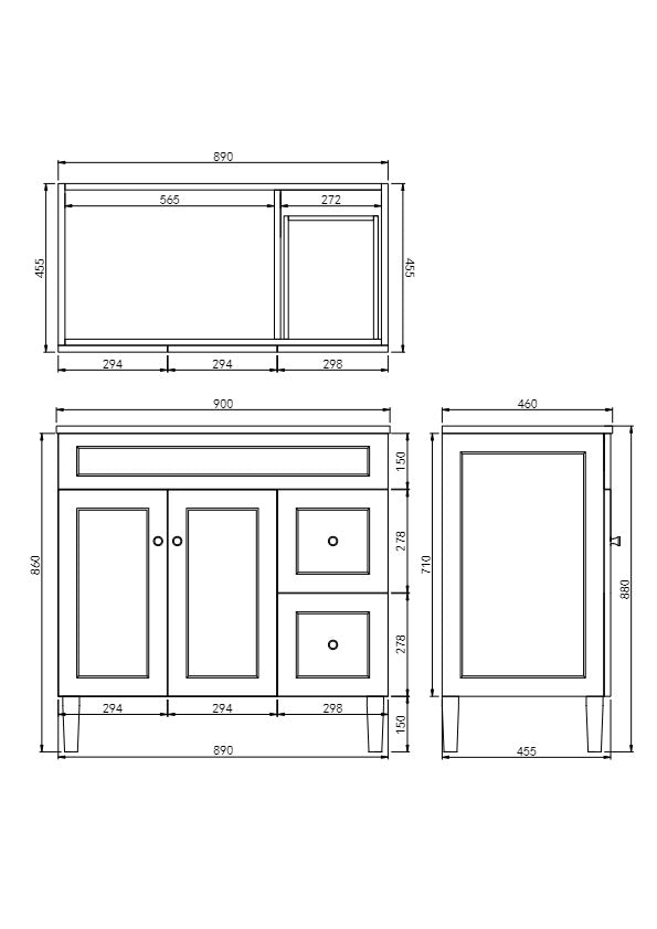 Harrington 900mm Floor PVC Cabinet