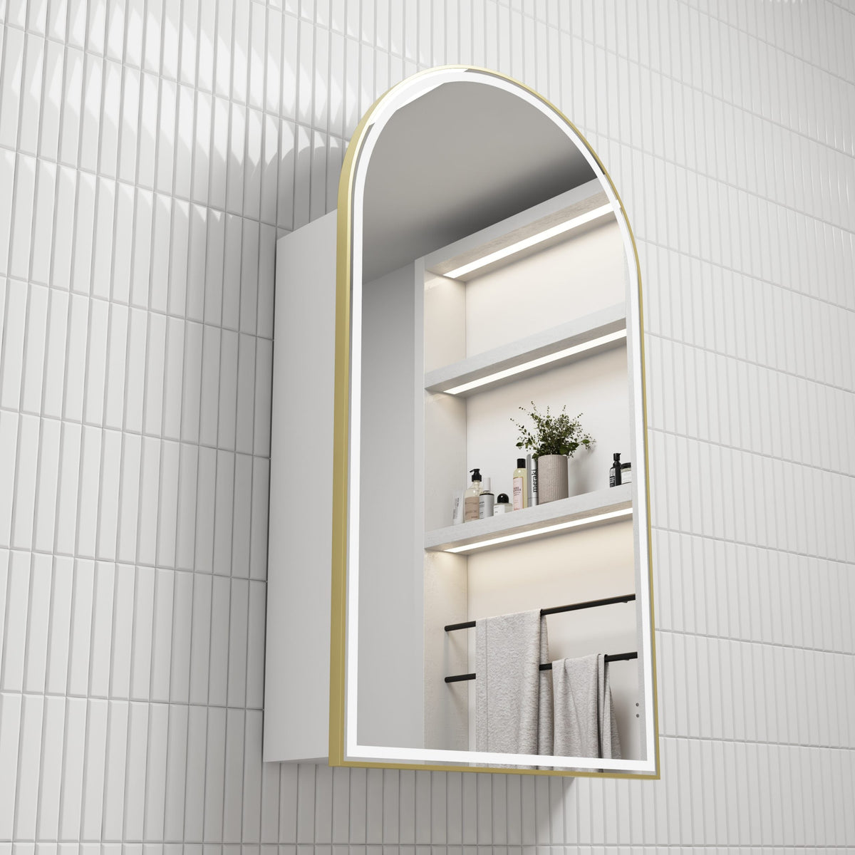 Brushed Gold Framed Canterbury LED Shaving Cabinet
