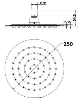 Elite Round Matte Black Shower Head 250mm