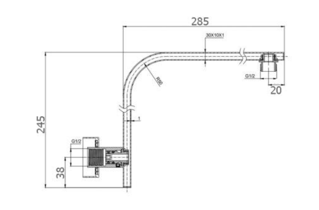 Piazza Brushed Nickel High Rise Wall Mounted Shower Arm 400mm