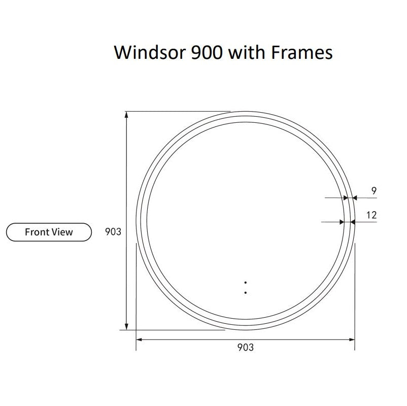 Windsor 900mm Touchless Round LED Mirror with Brushed Bronze Frame