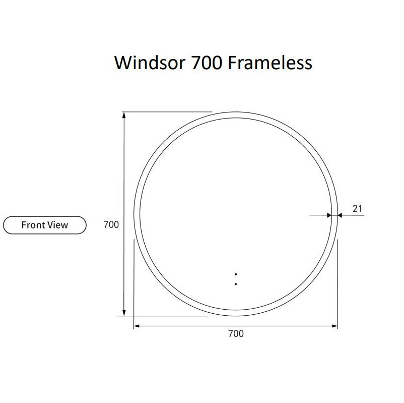 Windsor 700mm Frameless Touchless Round LED Mirror