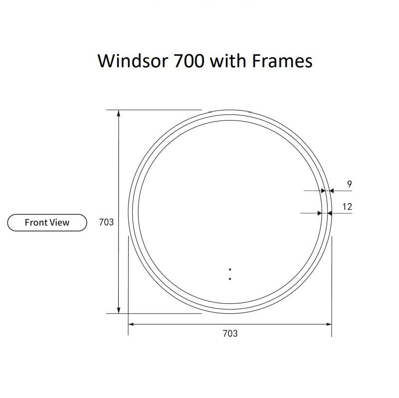 Windsor 700mm Touchless Round LED Mirror with Matte Black Frame