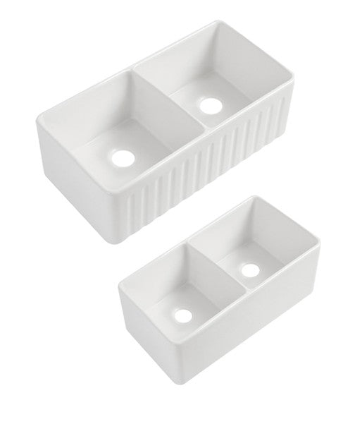 835mm Rocca Fine Fireclay Farm House Buttler Sink Double Bowl