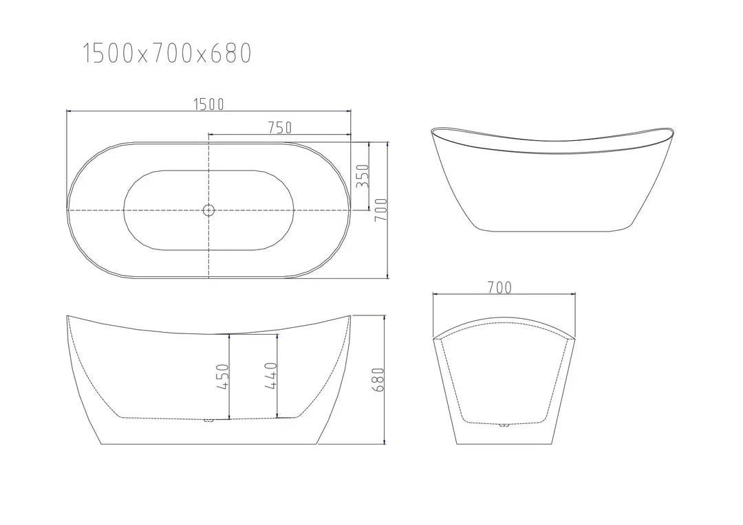 1500mm/1700mm Disney Ultra-Thin Freestanding Bathtub - Gloss White
