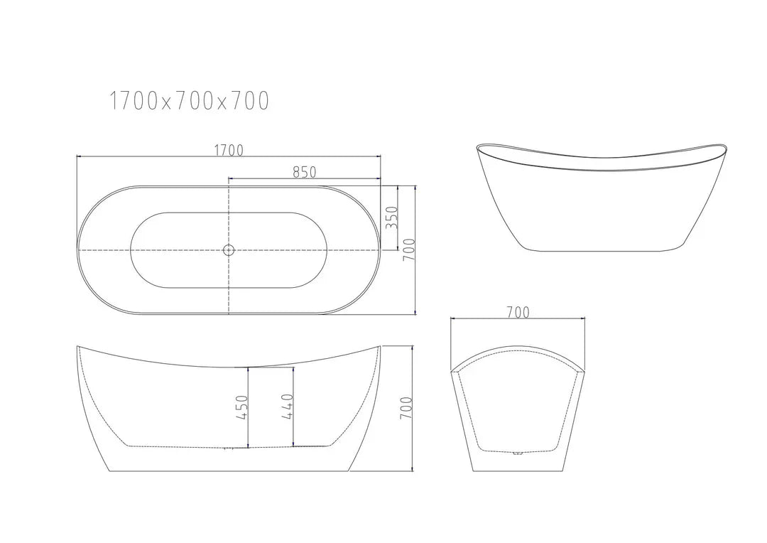 1500mm/1700mm Disney Ultra-Thin Freestanding Bathtub - Gloss White