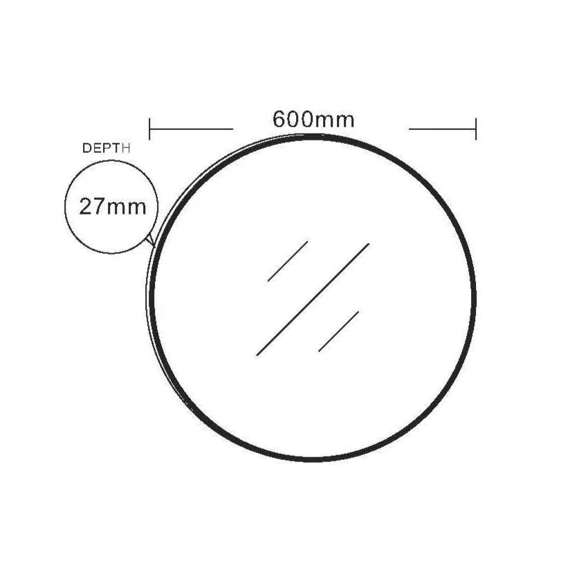 Brushed Gold Aluminum Framed 600mm Round Mirror
