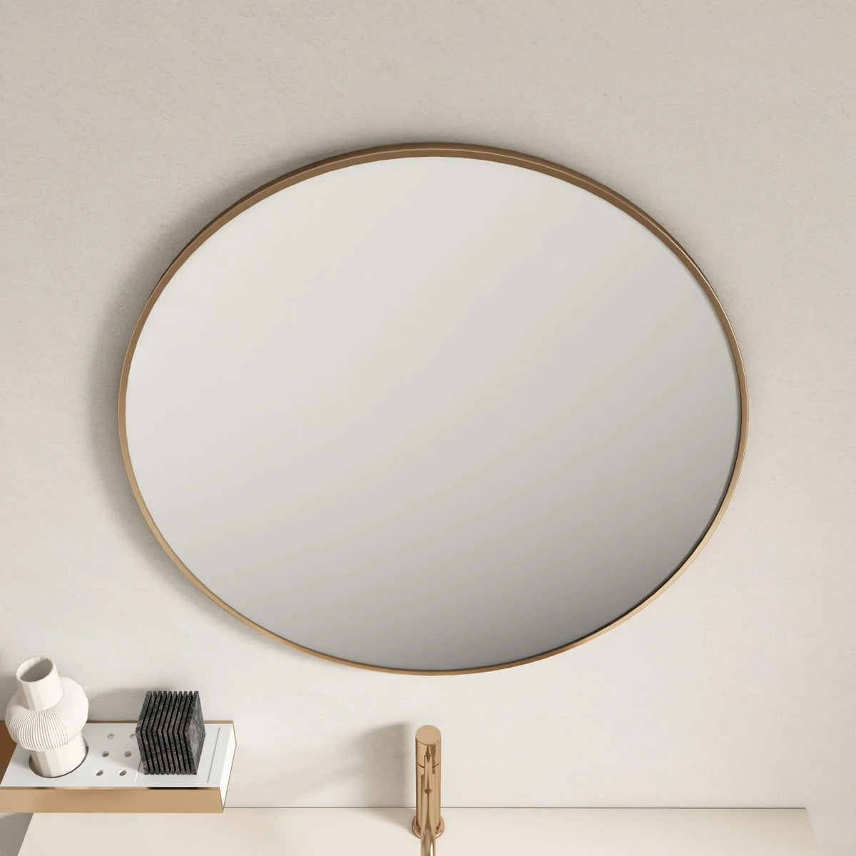 Brushed Gold Aluminum Framed 900mm Round Mirror
