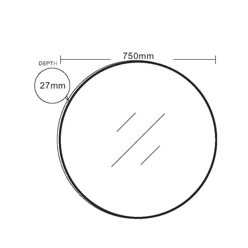 Brushed Gold Aluminum Framed 750mm Round Mirror
