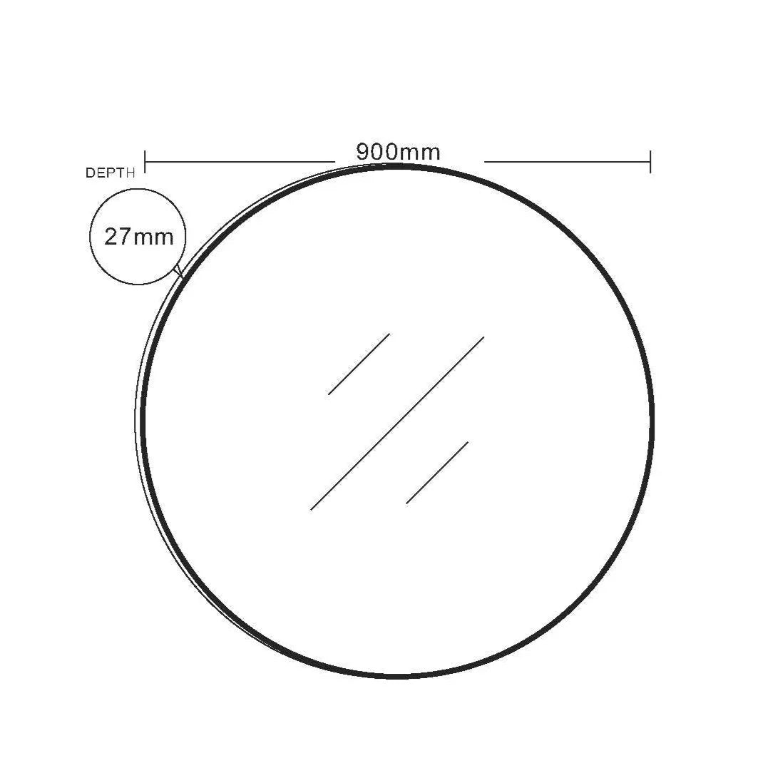Matte Black Framed 900mm Round Mirror