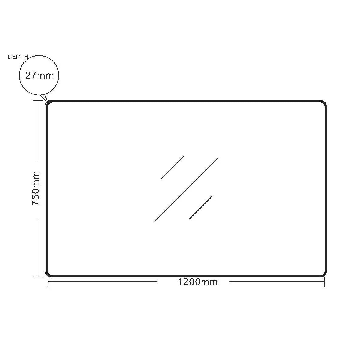 Brushed Gold Aluminum Framed 1200x750mm Rectangular Mirror