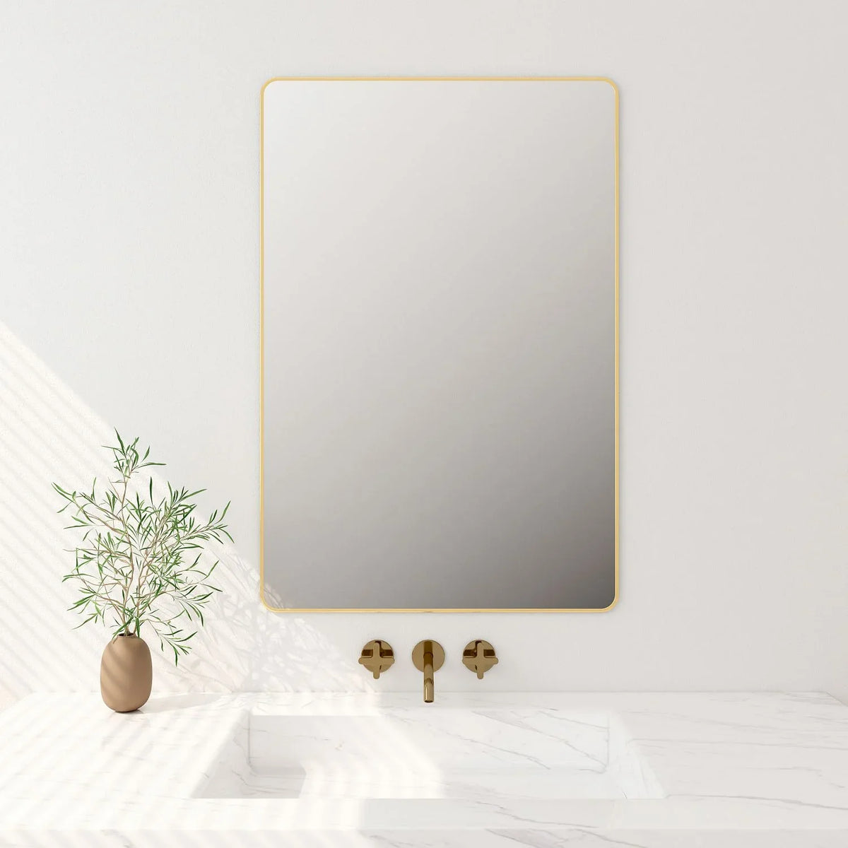 Brushed Gold Aluminum Framed 900x750 mm Rectangular Mirror