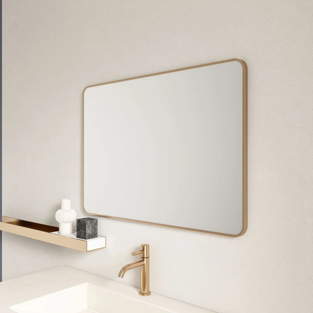 Brushed Gold Aluminum Framed 900x750 mm Rectangular Mirror