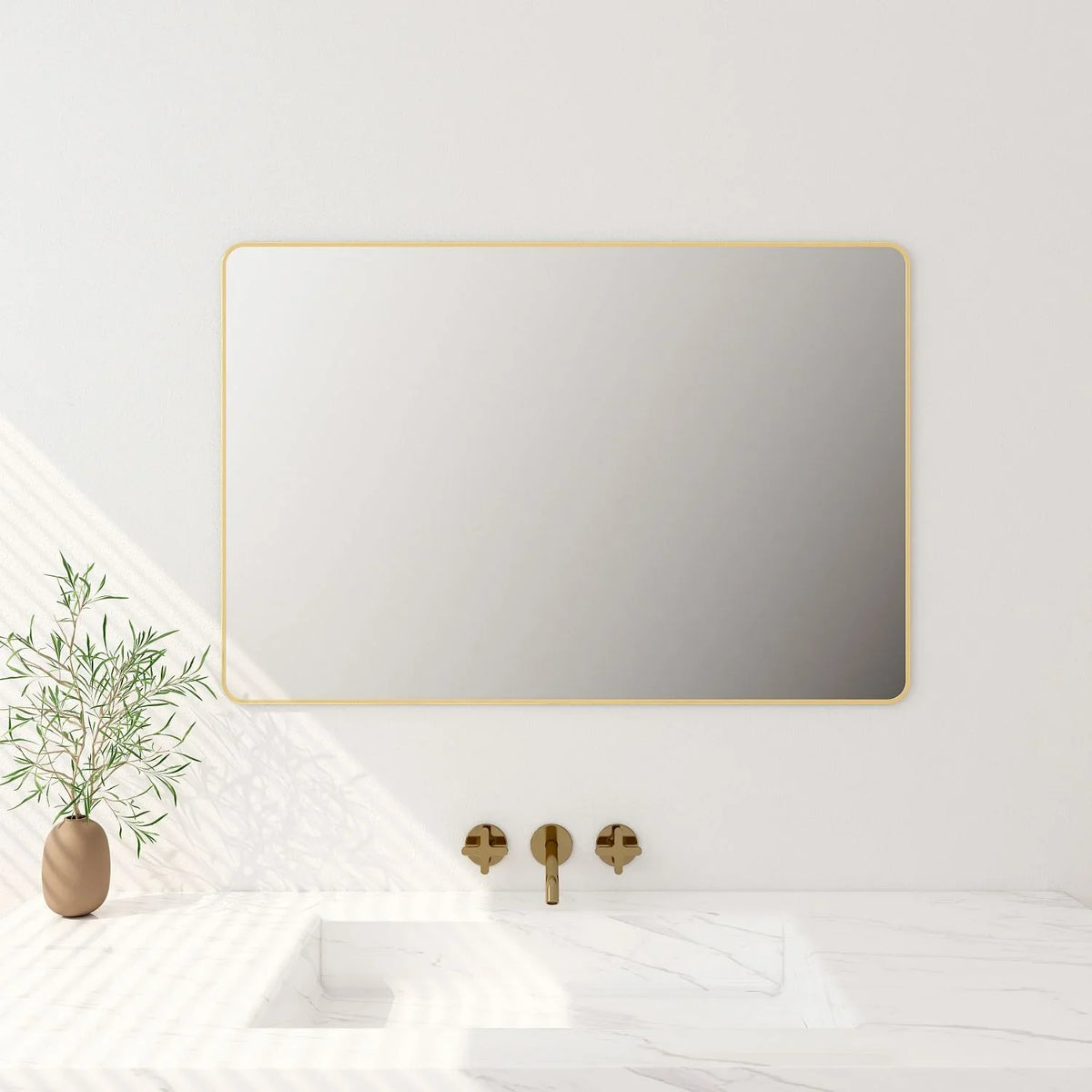 Brushed Gold Aluminum Framed 1200x750mm Rectangular Mirror