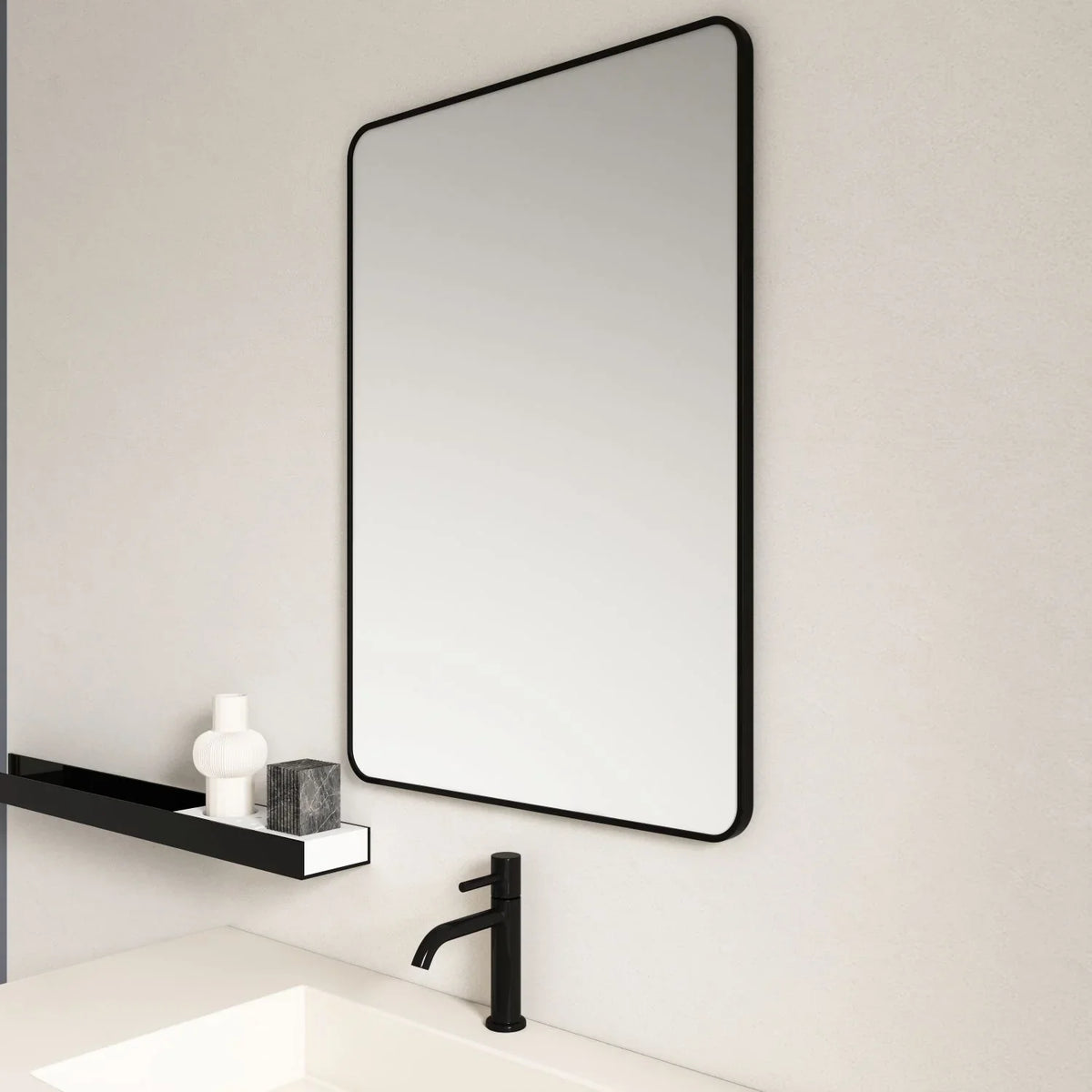 Matte Black Aluminum Framed 900x750mm Rectangular Mirror