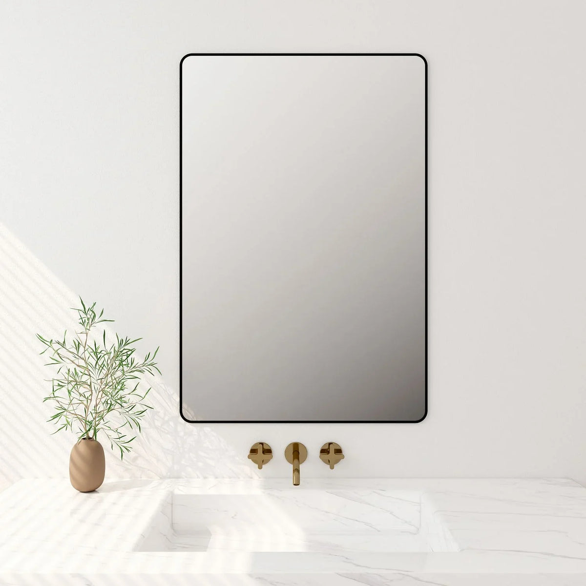Matte Black Aluminum Framed 900x750mm Rectangular Mirror