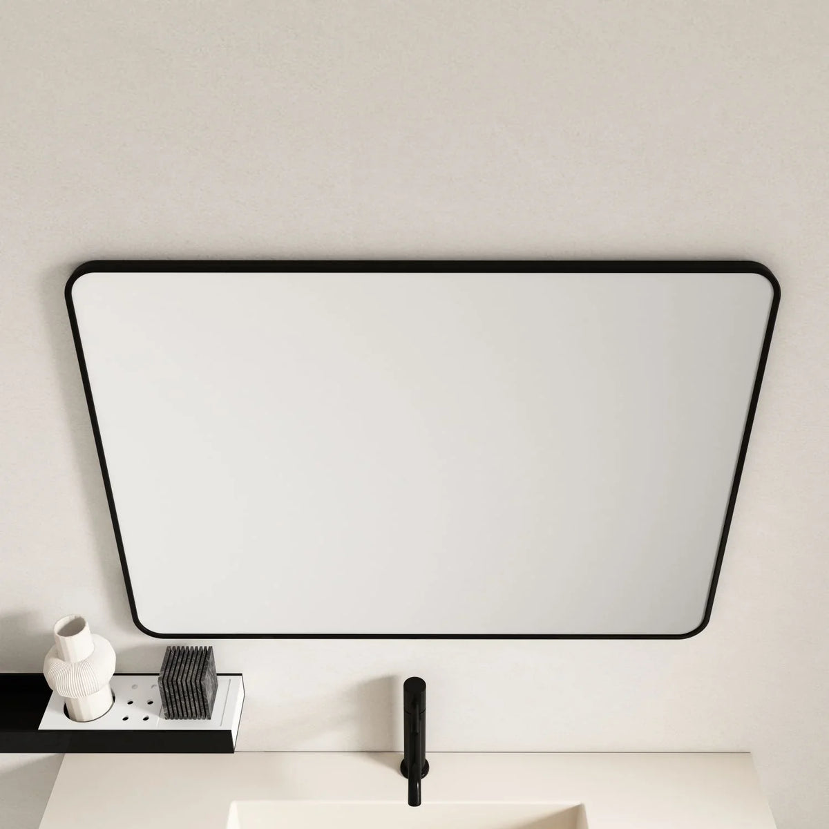 Matte Black Aluminum Framed 900x750mm Rectangular Mirror