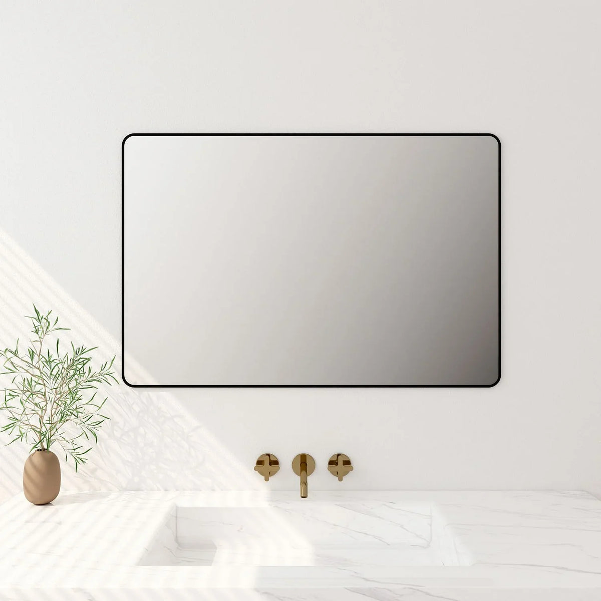 Matte Black Aluminum Framed 900x750mm Rectangular Mirror