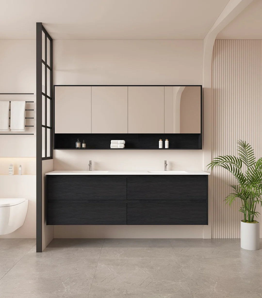 HERA 1800mm Wall-Hung Vanity - Black Oak
