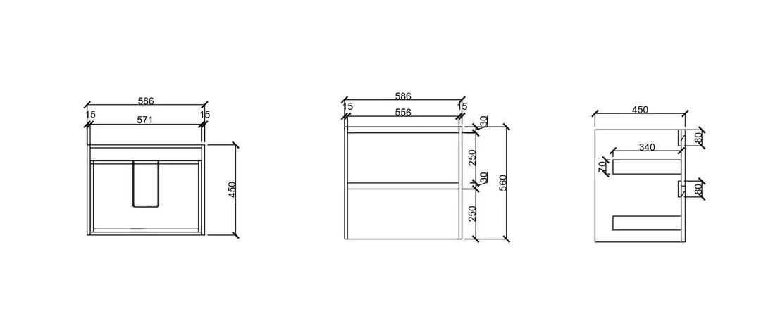 Hera 600mm Wall-Hung Vanity - Tas Oak