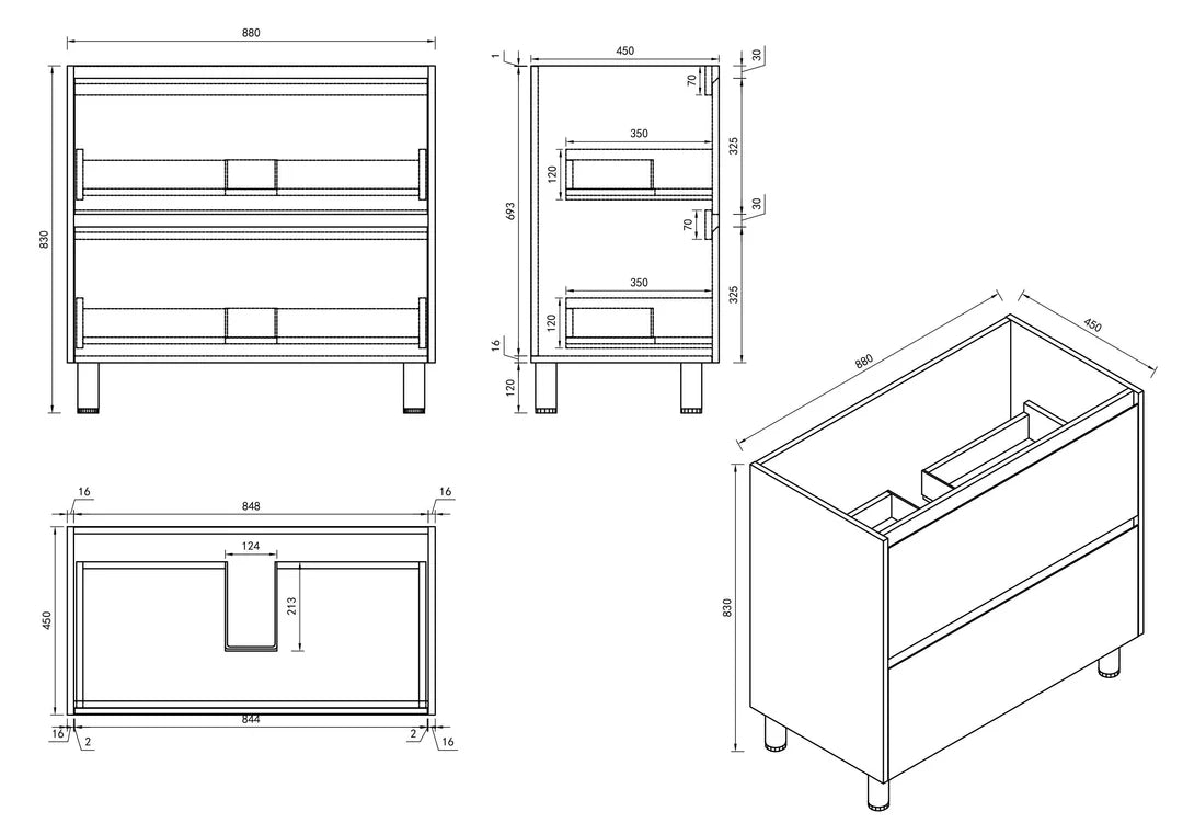 HERA 900mm Freestanding Vanity - Elegant Oak