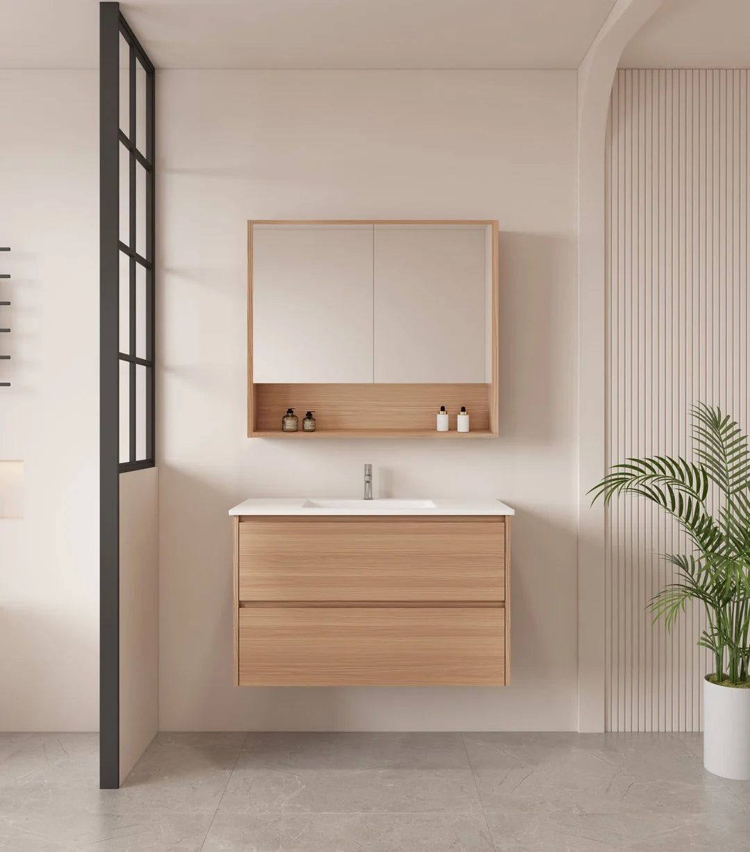 HERA 900mm Wall-Hung Vanity - Elegant Oak
