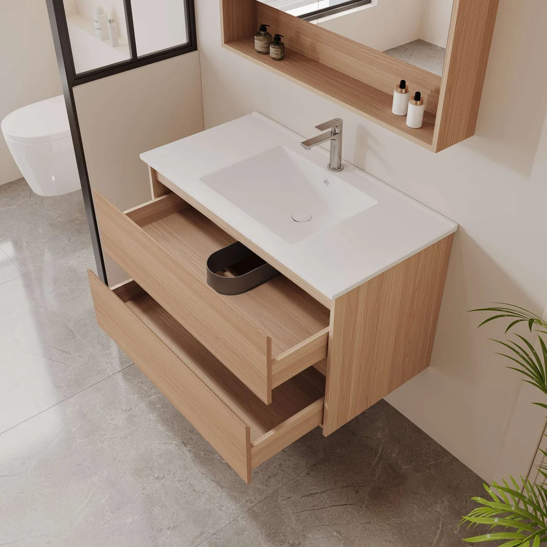 HERA 900mm Wall-Hung Vanity - Elegant Oak