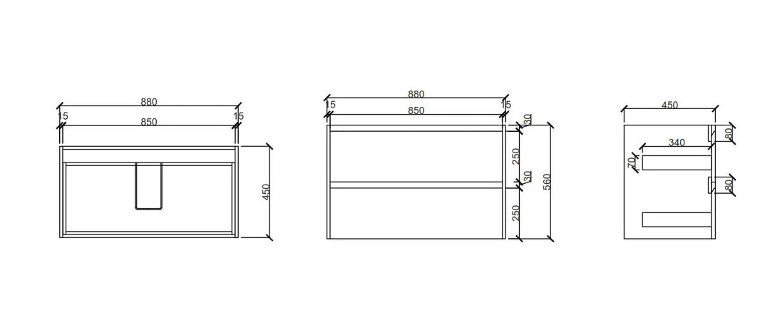 Hera 900mm Wall-Hung Vanity - Tas Oak