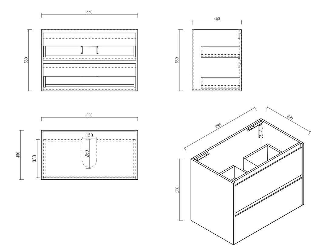 HERA 900mm Wall-Hung Vanity - Elegant Oak