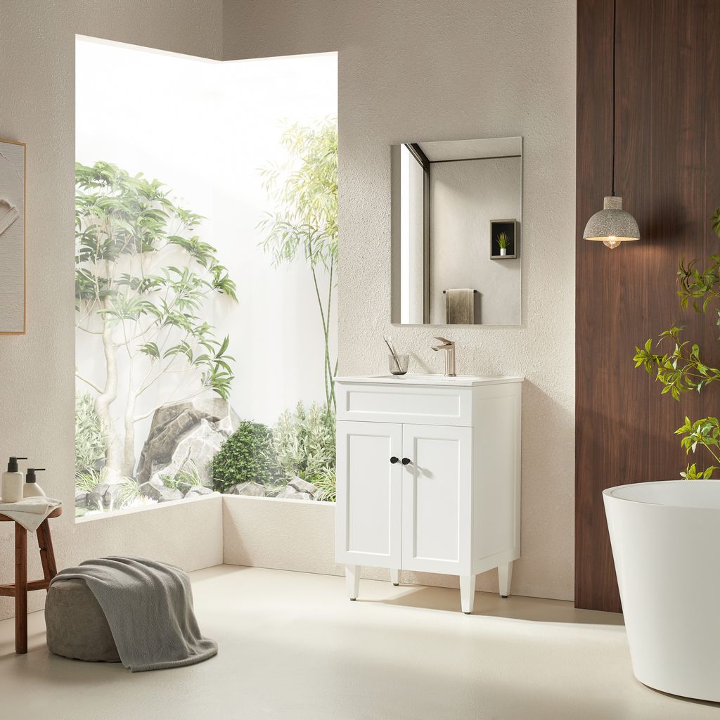 Harrington Hampton 600mm Matte White Single Bowl PVC Vanity