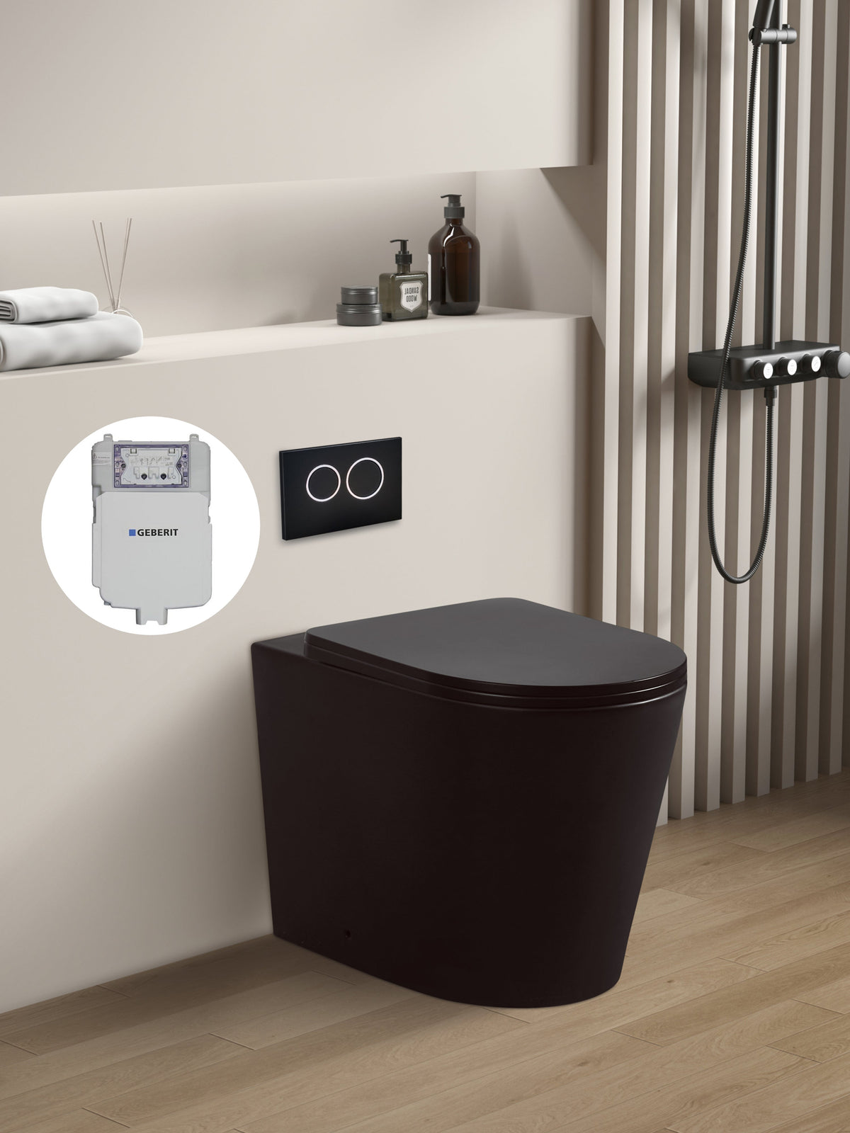 Avis Matt Black Geberit inwall floor toilet suite