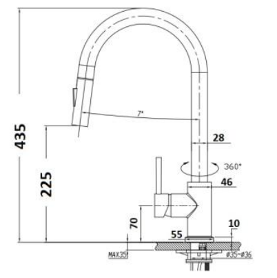 Miro Gun Metal Pull-Out Kitchen Mixer
