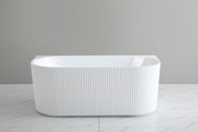 Bari Groove 1700mm Fluted Oval Freestanding Back to Wall Bath Gloss White Finish
