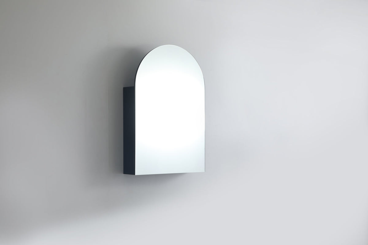 Olivia Arch Matte Black Shaving Cabinet 600x900mm