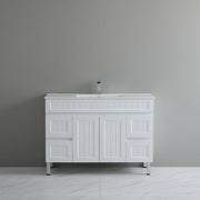 Acacia 1200mm Matte White Single Bowl  Vanity Leg