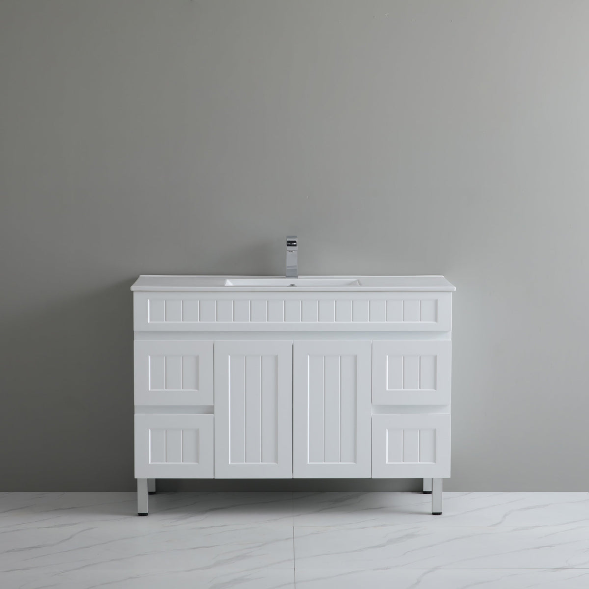 Acacia 1500mm Matte White Single Bowl  Vanity Leg