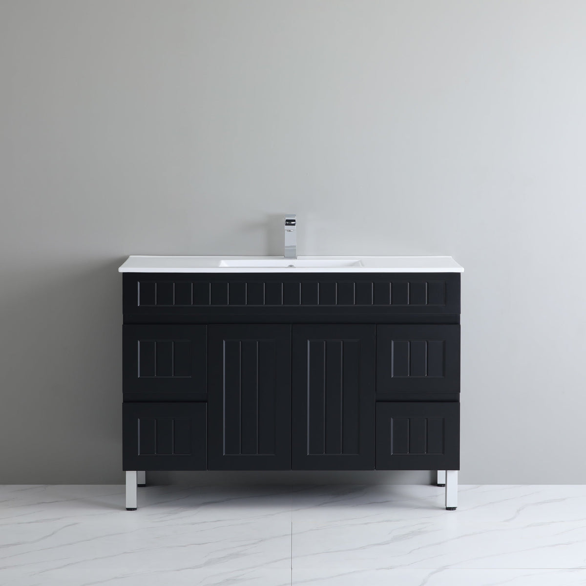 Acacia 1200mm Matte Black Single Bowl  Vanity On Legs