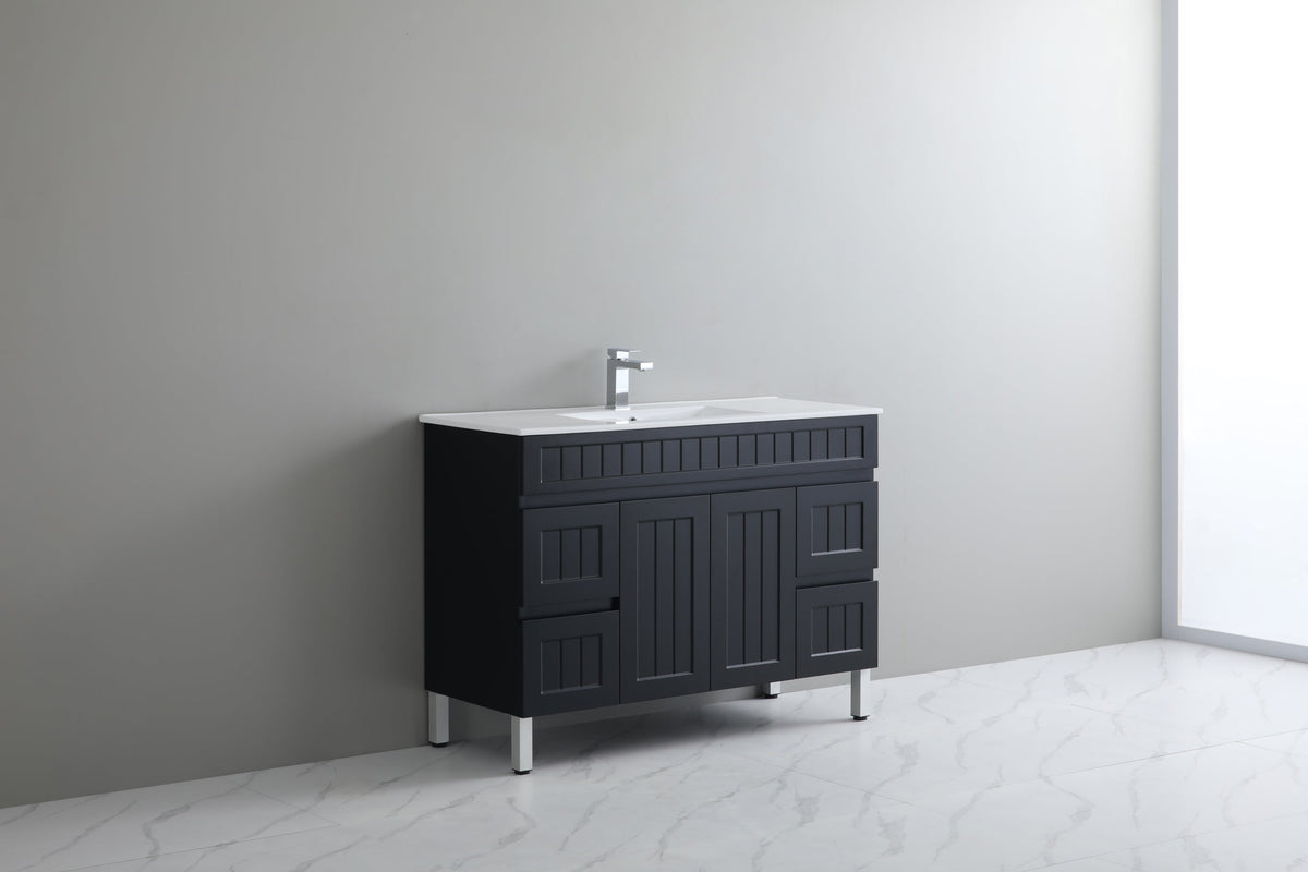 Acacia 1200mm Matte Black Single Bowl  Vanity On Legs