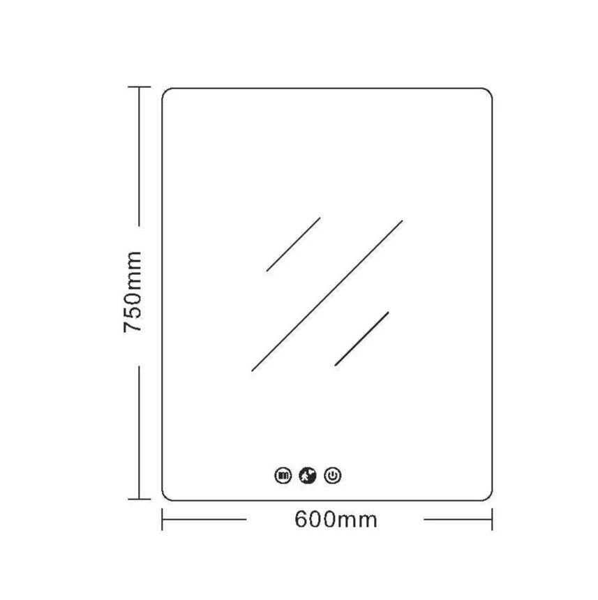 Luna LED Rectangular Mirror 600mm - with Adjustable LED Lighting