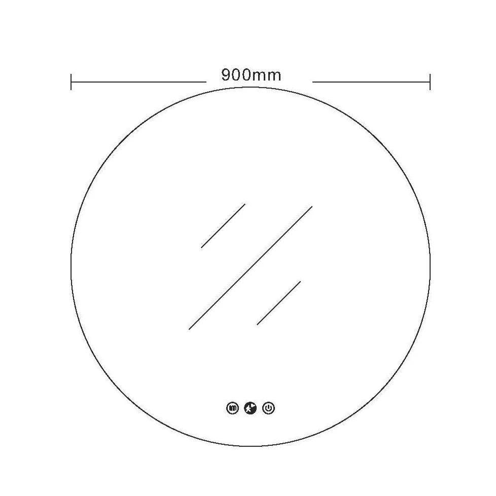 Luna LED Round Mirror 900mm - with Adjustable LED Lighting