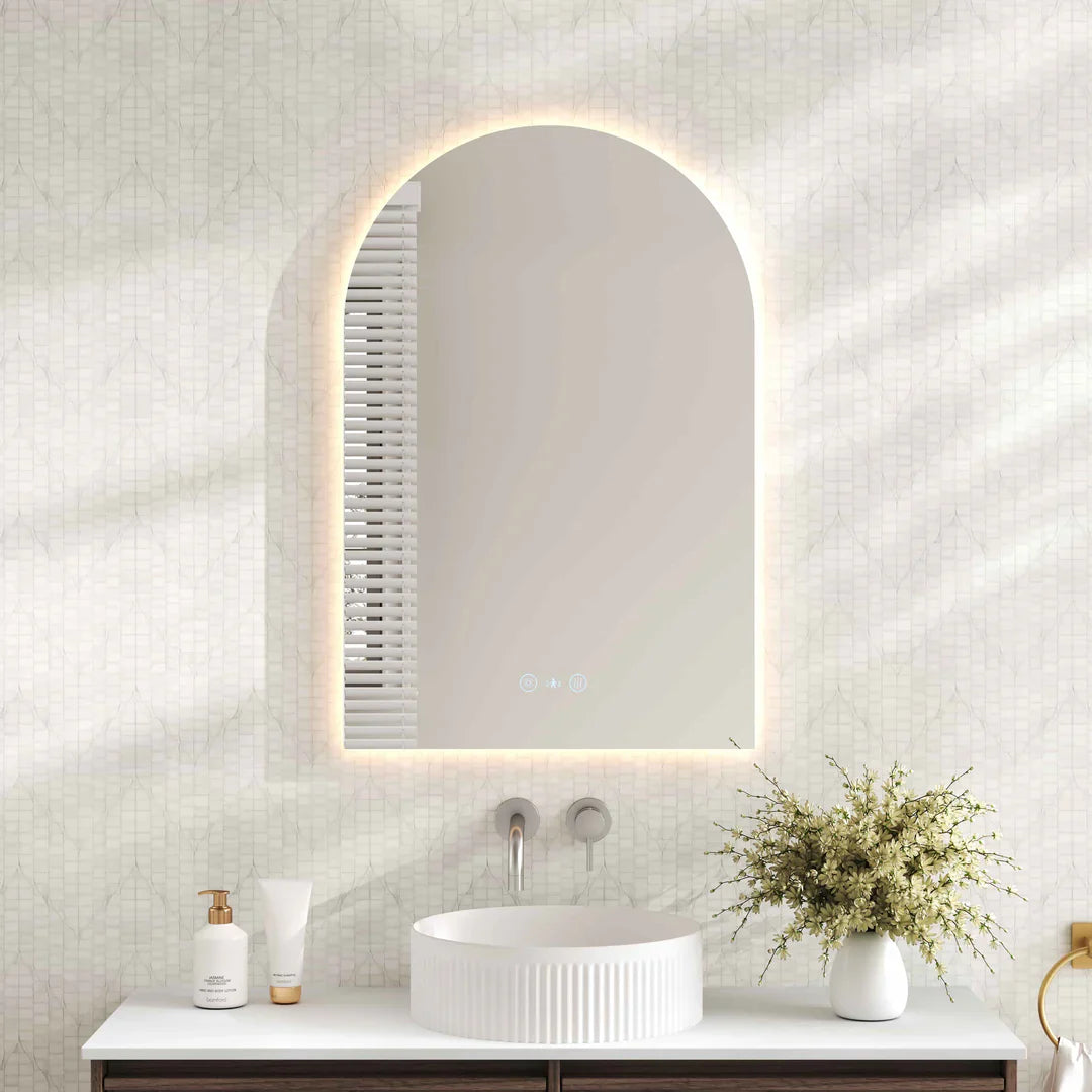Luna LED Arch Mirror 600 x 900mm - with Adjustable LED Lighting