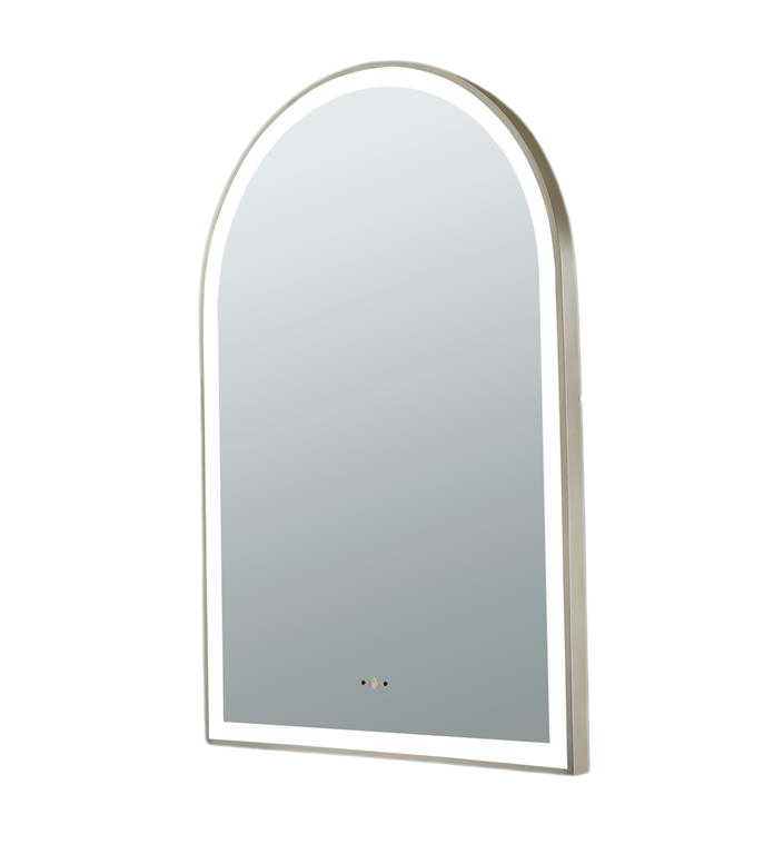 Aura 600×900mm Touchless LED Arched Mirror Brushed Nickel