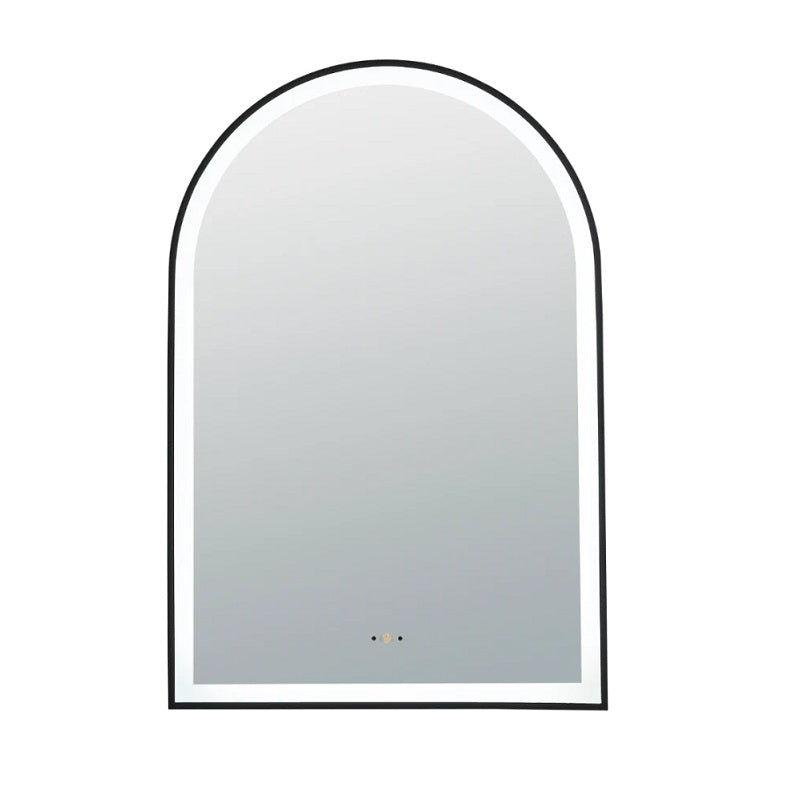 Aura 600×900mm Touchless LED Arched Mirror Matte Black Frame
