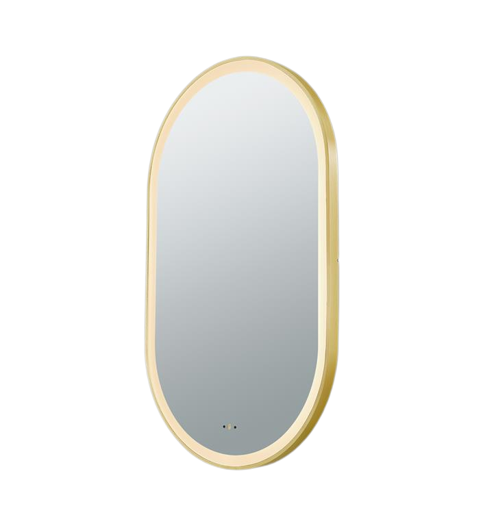 Olivia 600×1000mm Touchless LED Oval Mirror Brushed Gold Frame