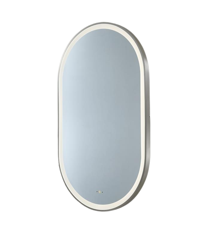 Olivia 600×1000mm Touchless LED Oval Mirror Brushed Nickel