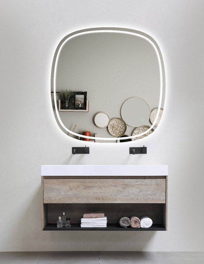 Rounded Edge 600x600mm Acrylic Front & Back lit LED mirror