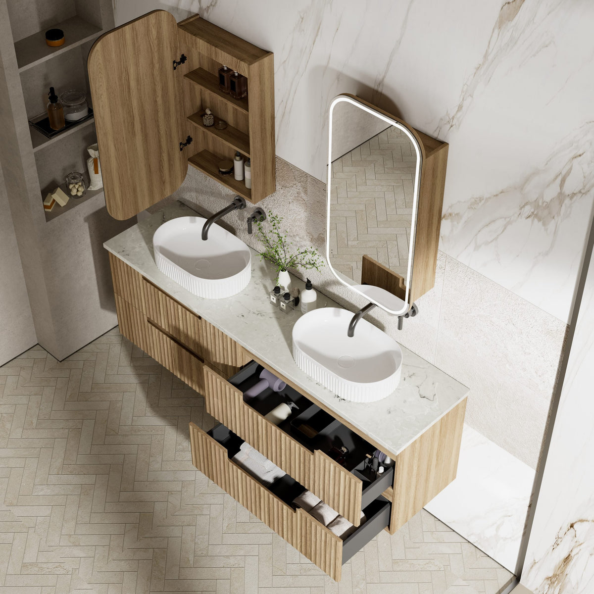 Lovina 1800mm Tier Single/Double bowl Wall Hung Vanity