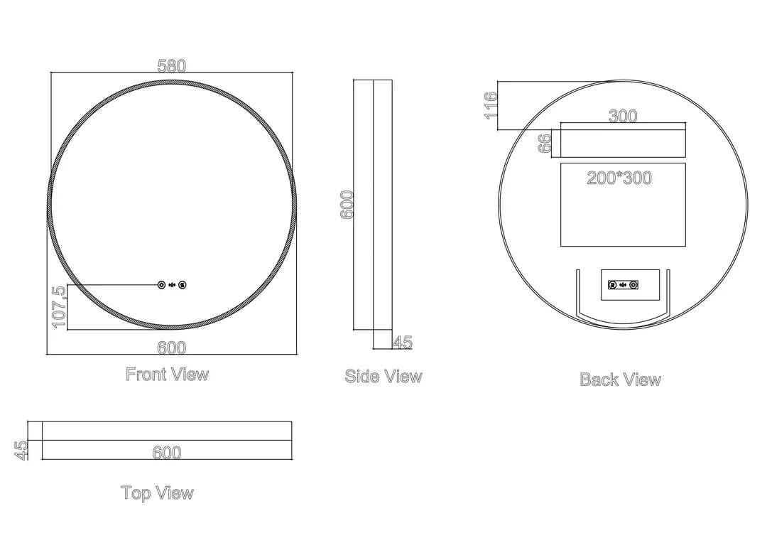 Maia 600/750/900mm LED Round Mirror – Brushed Nickel Frame