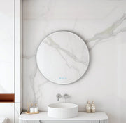 Maia 600/750/900mm LED Round Mirror – Brushed Nickel Frame