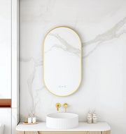 Maia 500×900mm LED Oval Mirror Brushed Gold Frame